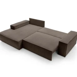 Garnero Arredamenti Divano letto angolare sinistra 3 posti 267x167cm velluto a coste marrone Relaxion Velluto a Coste Poso Marrone