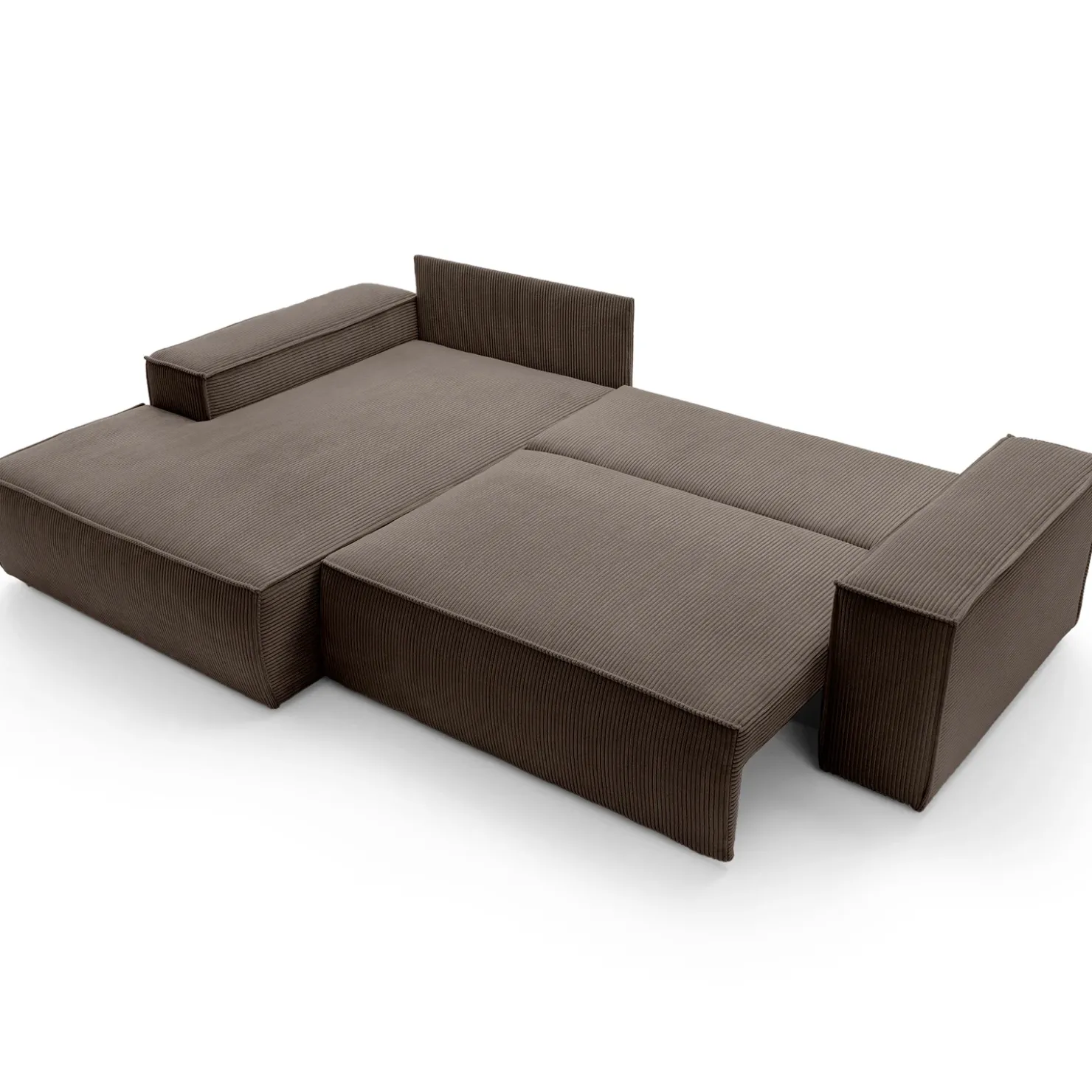 Garnero Arredamenti Divano letto angolare sinistra 3 posti 267x167cm velluto a coste marrone Relaxion Velluto a Coste Poso Marrone