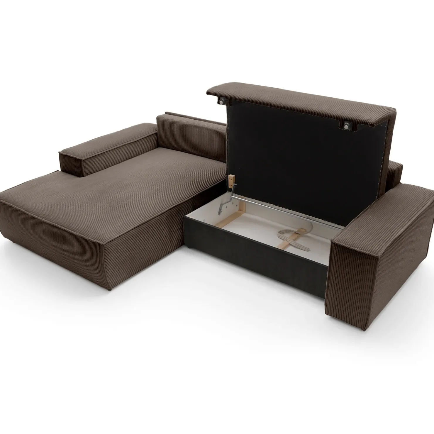 Garnero Arredamenti Divano letto angolare sinistra 3 posti 267x167cm velluto a coste marrone Relaxion Velluto a Coste Poso Marrone