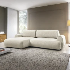 Garnero Arredamenti Divano letto angolare sinistra 3 posti 270x167cm tessuto bianco Cloudify Tessuto Puente Bianco Best