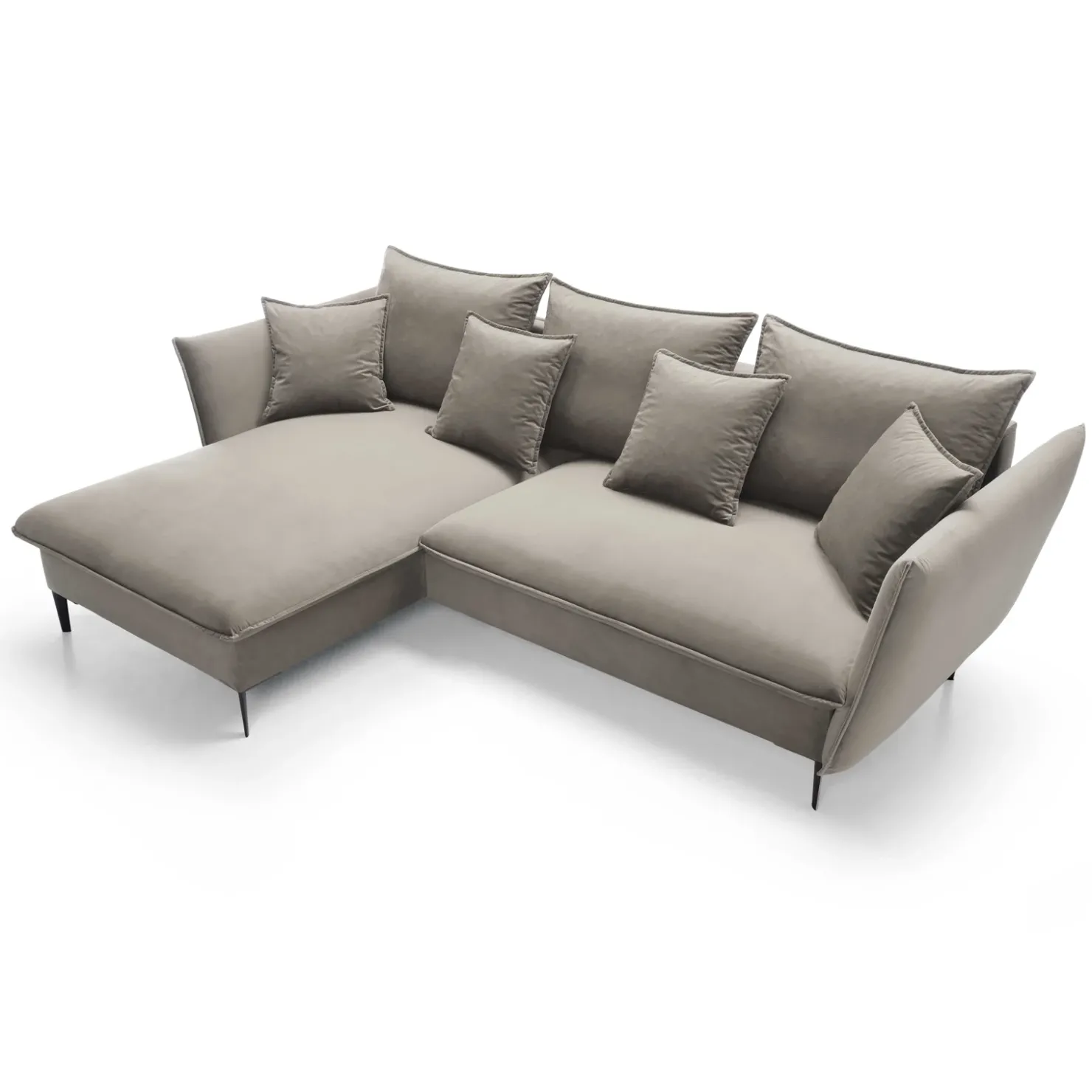 Garnero Arredamenti Divano letto angolare sinistro 3 posti 258x167cm tessuto beige Lushify Tessuto Riviera Vellutato Beige Clearance