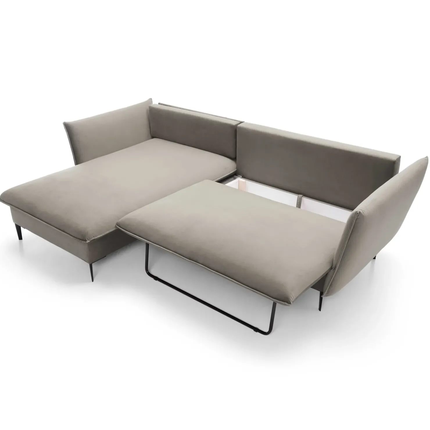 Garnero Arredamenti Divano letto angolare sinistro 3 posti 258x167cm tessuto beige Lushify Tessuto Riviera Vellutato Beige Clearance