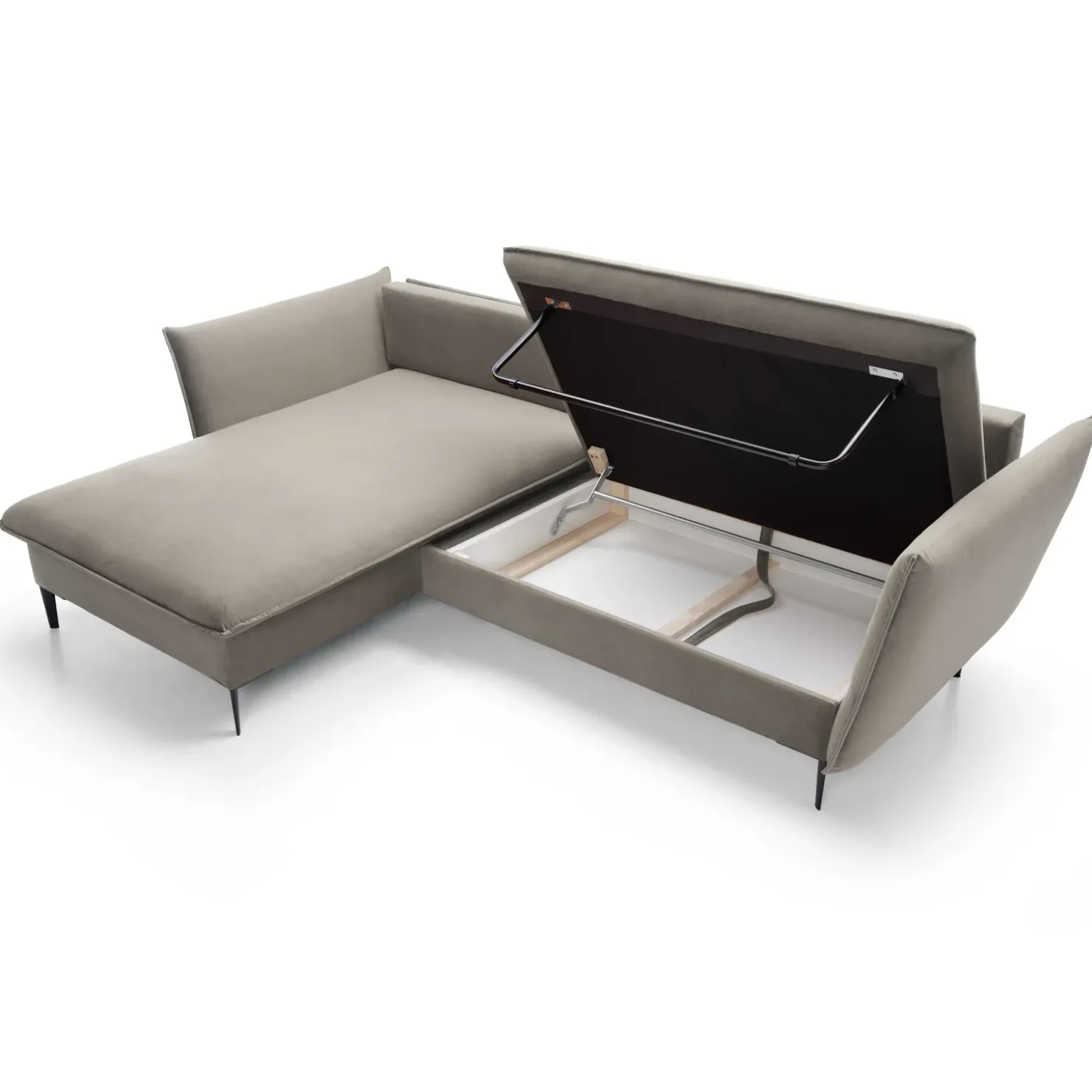 Garnero Arredamenti Divano letto angolare sinistro 3 posti 258x167cm tessuto beige Lushify Tessuto Riviera Vellutato Beige Clearance