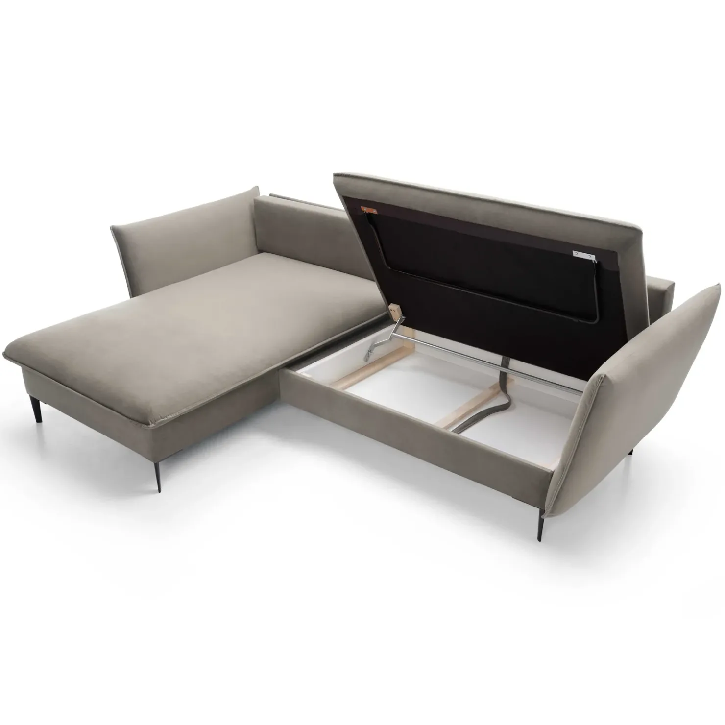 Garnero Arredamenti Divano letto angolare sinistro 3 posti 258x167cm tessuto beige Lushify Tessuto Riviera Vellutato Beige Clearance