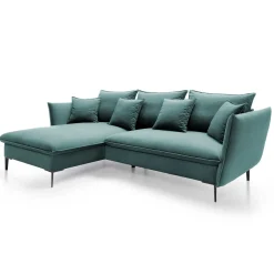 Garnero Arredamenti Divano letto angolare sinistro 3 posti 258x167cm tessuto petrolio Lushify Tessuto Riviera Vellutato Petrolio Discount