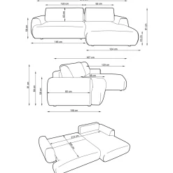 Garnero Arredamenti Divano letto angolare sinistra 3 posti 270x167cm tessuto rosa Cloudify Tessuto Puente Rosa Online
