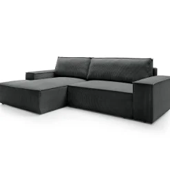 Garnero Arredamenti Divano letto angolare sinistra 3 posti 267x167cm velluto a coste antracite Relaxion Velluto a Coste Poso Antracite Best