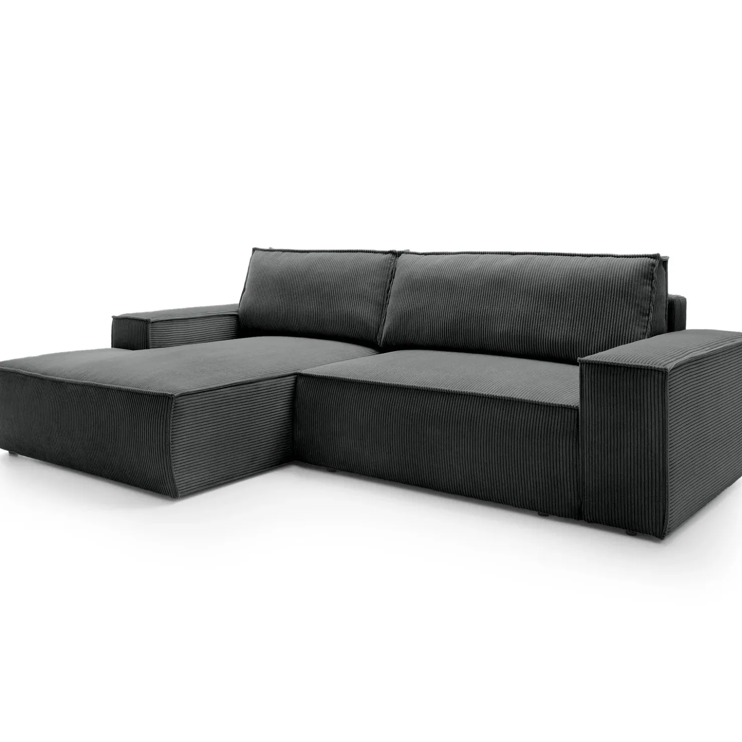 Garnero Arredamenti Divano letto angolare sinistra 3 posti 267x167cm velluto a coste antracite Relaxion Velluto a Coste Poso Antracite Best