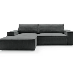 Garnero Arredamenti Divano letto angolare sinistra 3 posti 267x167cm velluto a coste antracite Relaxion Velluto a Coste Poso Antracite Best