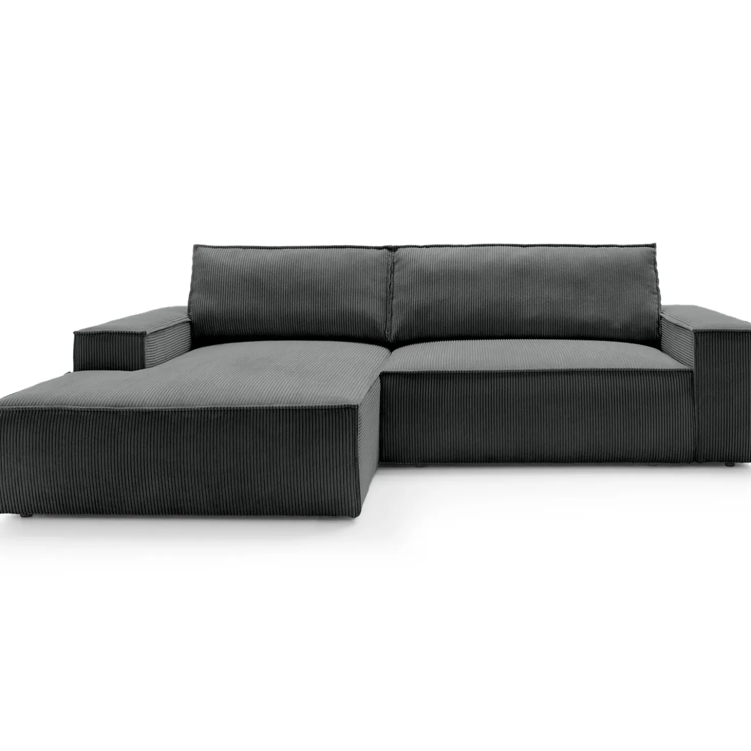 Garnero Arredamenti Divano letto angolare sinistra 3 posti 267x167cm velluto a coste antracite Relaxion Velluto a Coste Poso Antracite Best