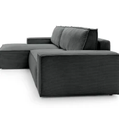 Garnero Arredamenti Divano letto angolare sinistra 3 posti 267x167cm velluto a coste antracite Relaxion Velluto a Coste Poso Antracite Best