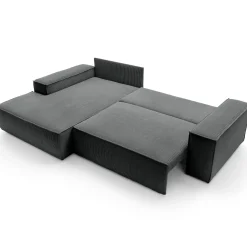 Garnero Arredamenti Divano letto angolare sinistra 3 posti 267x167cm velluto a coste antracite Relaxion Velluto a Coste Poso Antracite Best