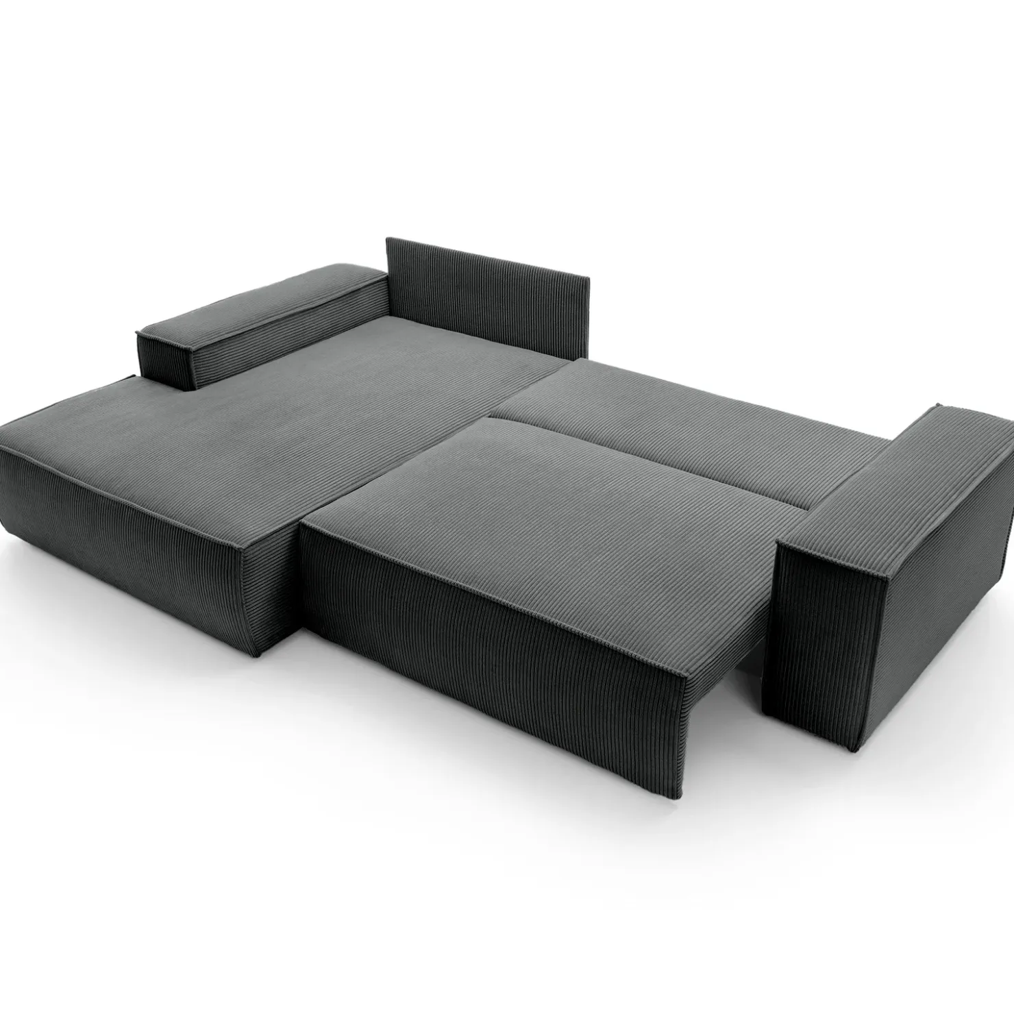 Garnero Arredamenti Divano letto angolare sinistra 3 posti 267x167cm velluto a coste antracite Relaxion Velluto a Coste Poso Antracite Best