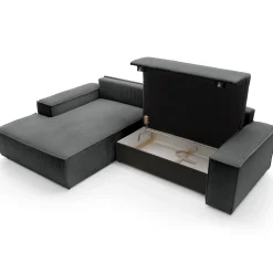 Garnero Arredamenti Divano letto angolare sinistra 3 posti 267x167cm velluto a coste antracite Relaxion Velluto a Coste Poso Antracite Best