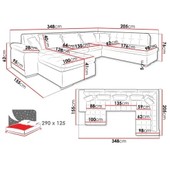 Garnero Arredamenti Divano letto angolare sinistra 5 posti 350x205cm grigio scuro Agliana Tessuto Trama Fitta Grigio Clearance