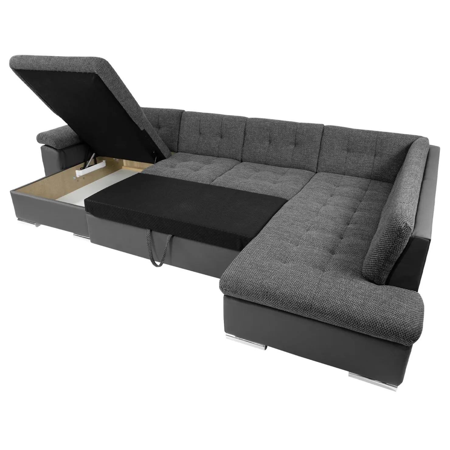 Garnero Arredamenti Divano letto angolare sinistra 5 posti 350x205cm grigio scuro Agliana Tessuto Trama Fitta Grigio Clearance