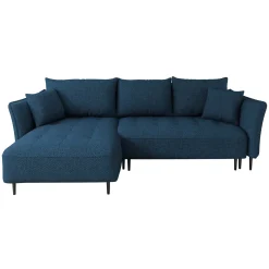Garnero Arredamenti Divano letto angolare sinistro 3 posti 276x158cm tessuto blu Angle Tessuto Peluche Onega Blu New