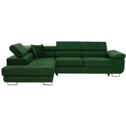 Garnero Arredamenti Divano letto angolare sinistra imbottito 274x203cm verde Bormio Tessuto Vellutato Manila Verde Outlet