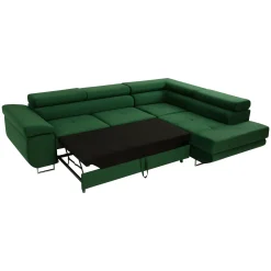 Garnero Arredamenti Divano letto angolare sinistra imbottito 274x203cm verde Bormio Tessuto Vellutato Manila Verde Outlet