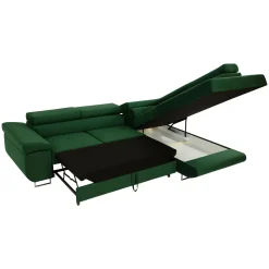 Garnero Arredamenti Divano letto angolare sinistra imbottito 274x203cm verde Bormio Tessuto Vellutato Manila Verde Outlet