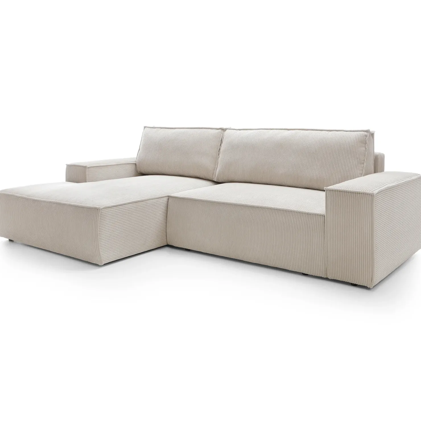 Garnero Arredamenti Divano letto angolare sinistro 3 posti 267x167cm velluto a coste beige Relaxion Velluto a Coste Poso Beige Clearance