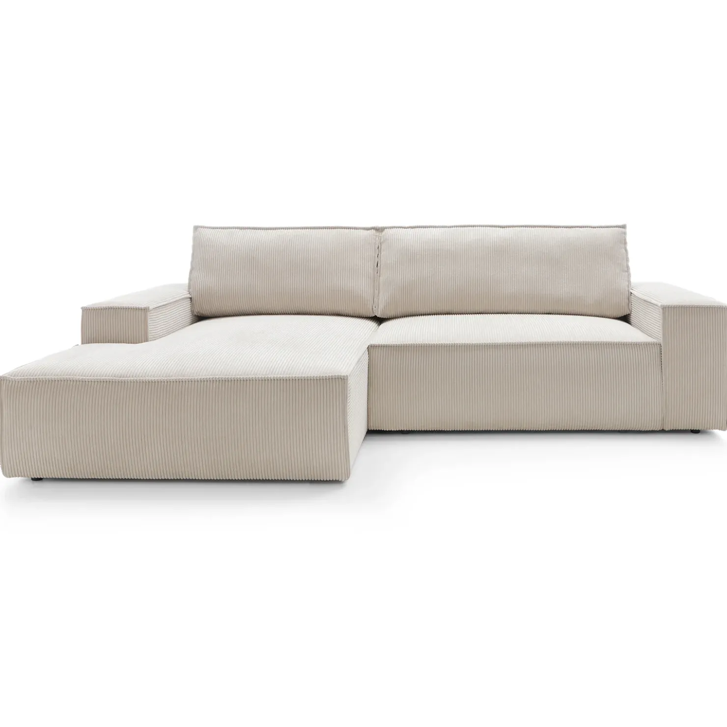 Garnero Arredamenti Divano letto angolare sinistro 3 posti 267x167cm velluto a coste beige Relaxion Velluto a Coste Poso Beige Clearance