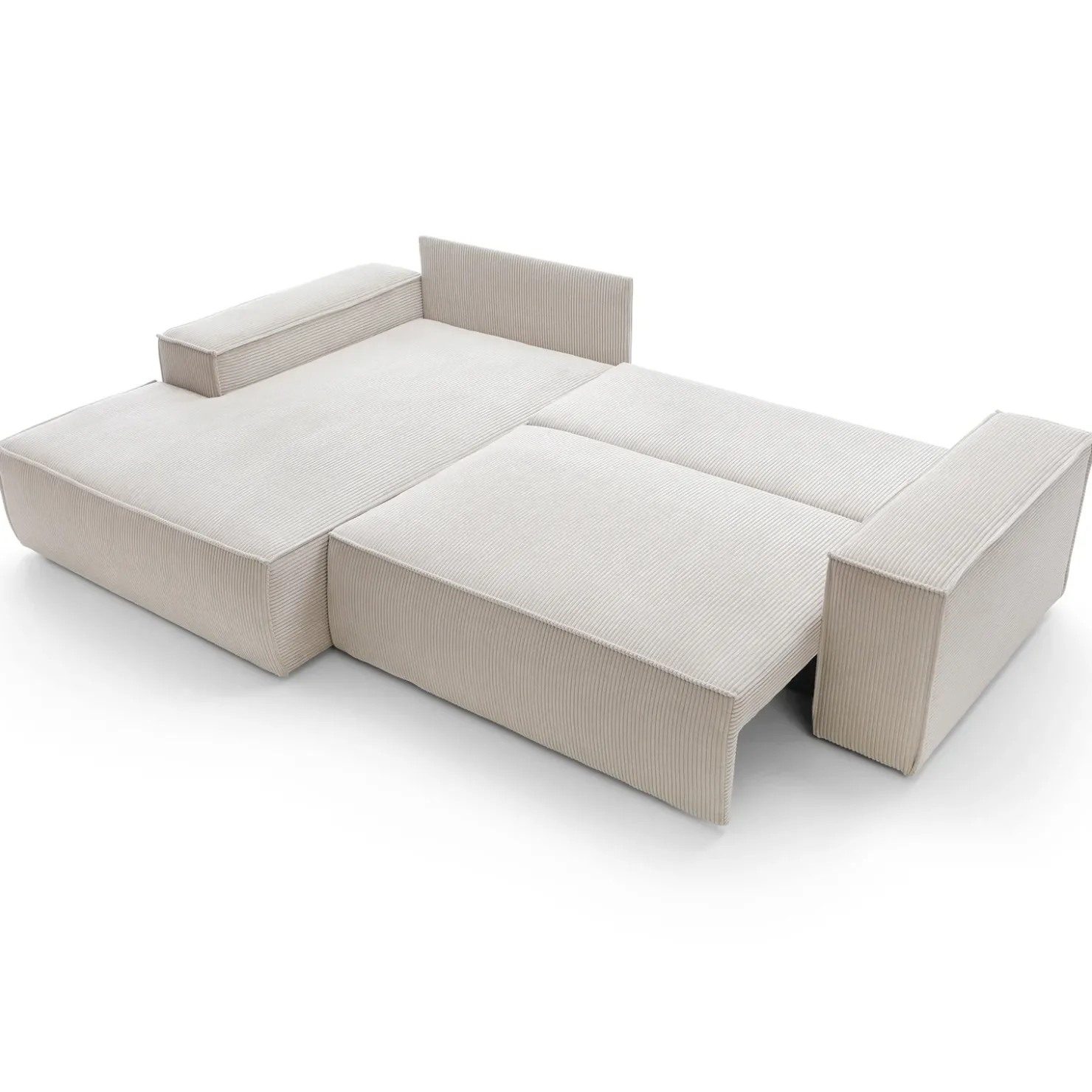 Garnero Arredamenti Divano letto angolare sinistro 3 posti 267x167cm velluto a coste beige Relaxion Velluto a Coste Poso Beige Clearance