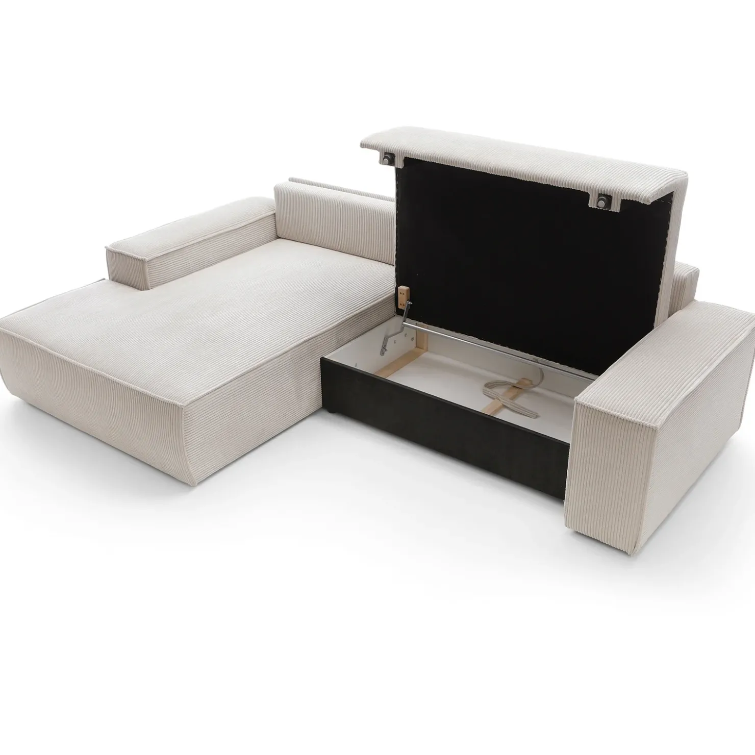 Garnero Arredamenti Divano letto angolare sinistro 3 posti 267x167cm velluto a coste beige Relaxion Velluto a Coste Poso Beige Clearance