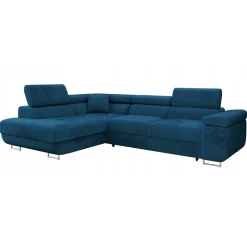 Garnero Arredamenti Divano letto angolare sinistra imbottito 274x203cm blu Bormio Tessuto Vellutato Manila Blu Hot