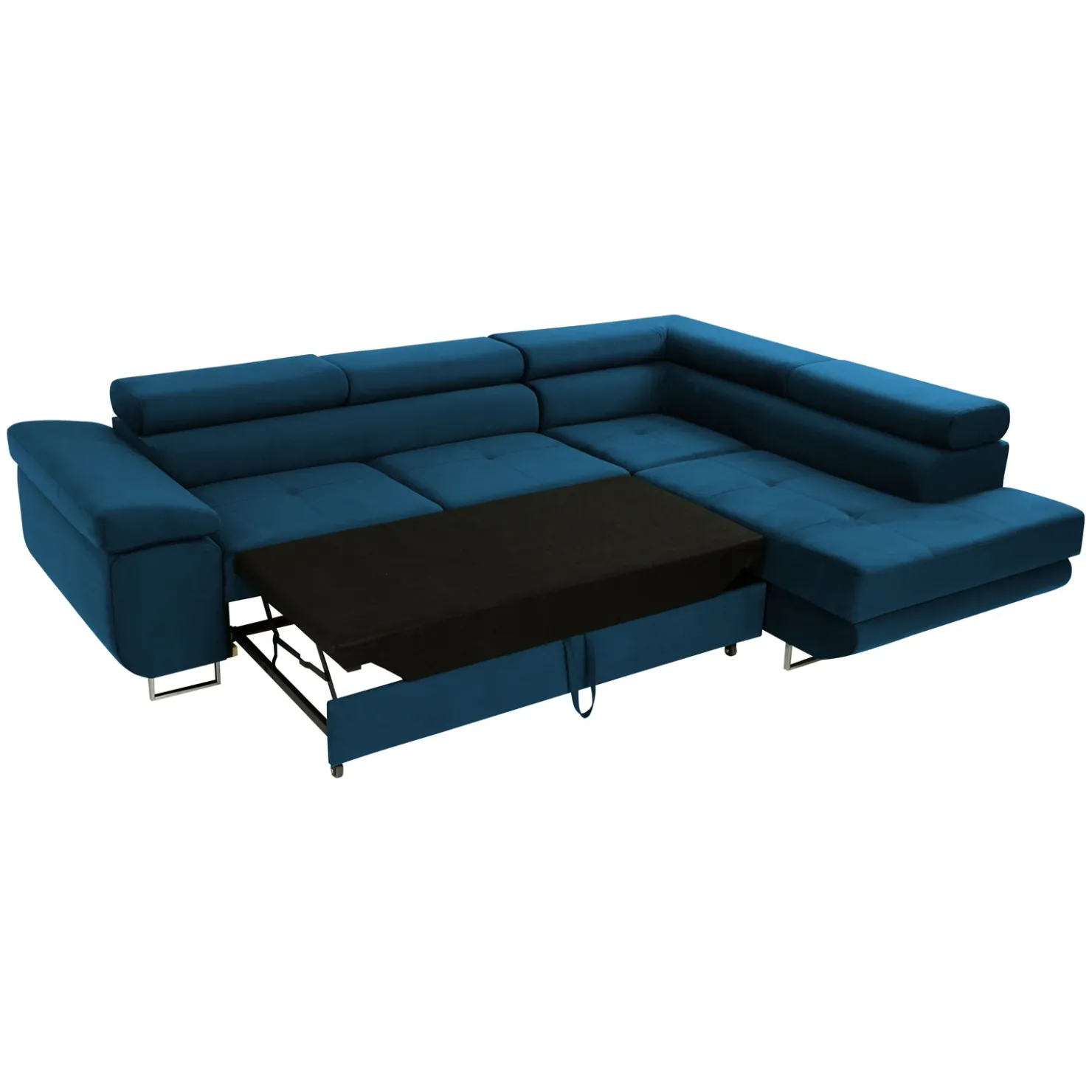 Garnero Arredamenti Divano letto angolare sinistra imbottito 274x203cm blu Bormio Tessuto Vellutato Manila Blu Hot