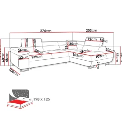 Garnero Arredamenti Divano letto angolare sinistra imbottito 274x203cm velluto a coste grigio Bormio Velluto Poso Grigio Best