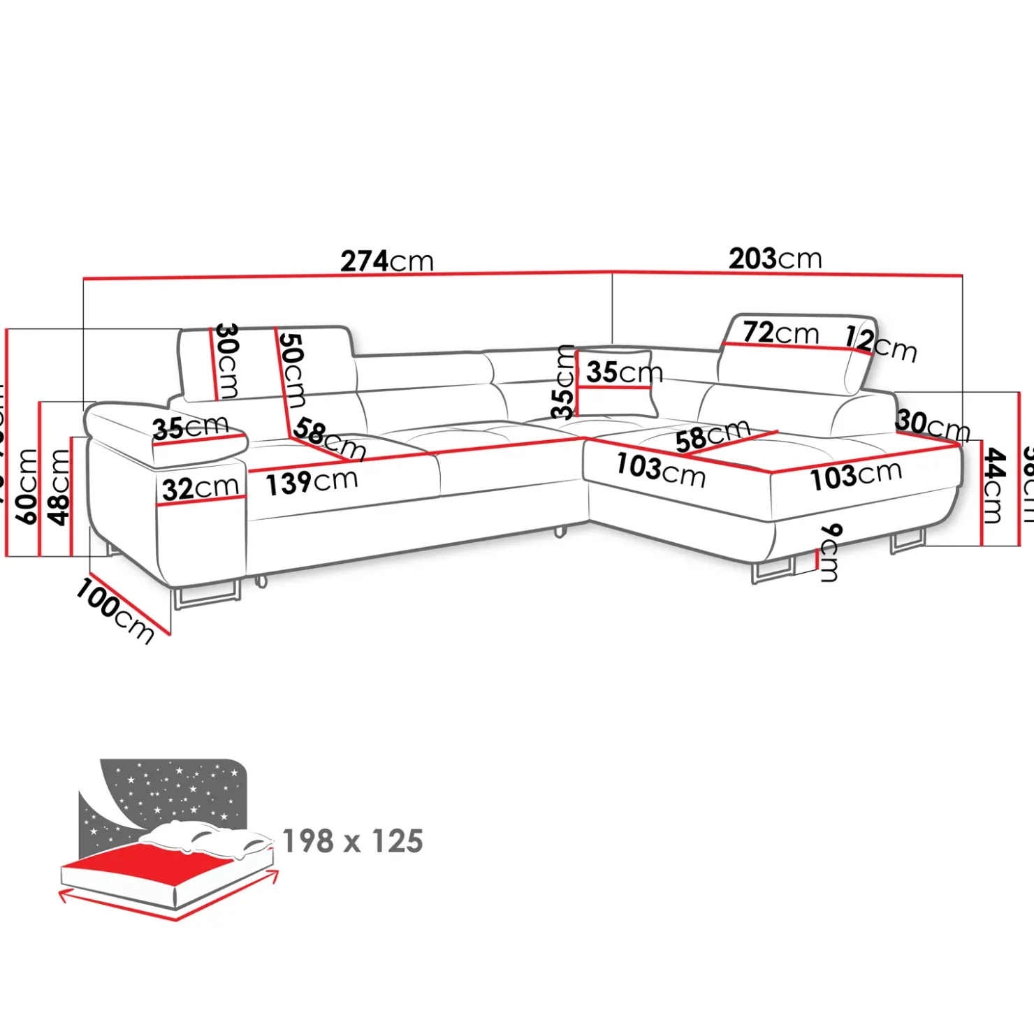 Garnero Arredamenti Divano letto angolare sinistra imbottito 274x203cm velluto a coste grigio Bormio Velluto Poso Grigio Best