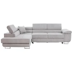 Garnero Arredamenti Divano letto angolare sinistra imbottito 274x203cm velluto a coste grigio Bormio Velluto Poso Grigio Best