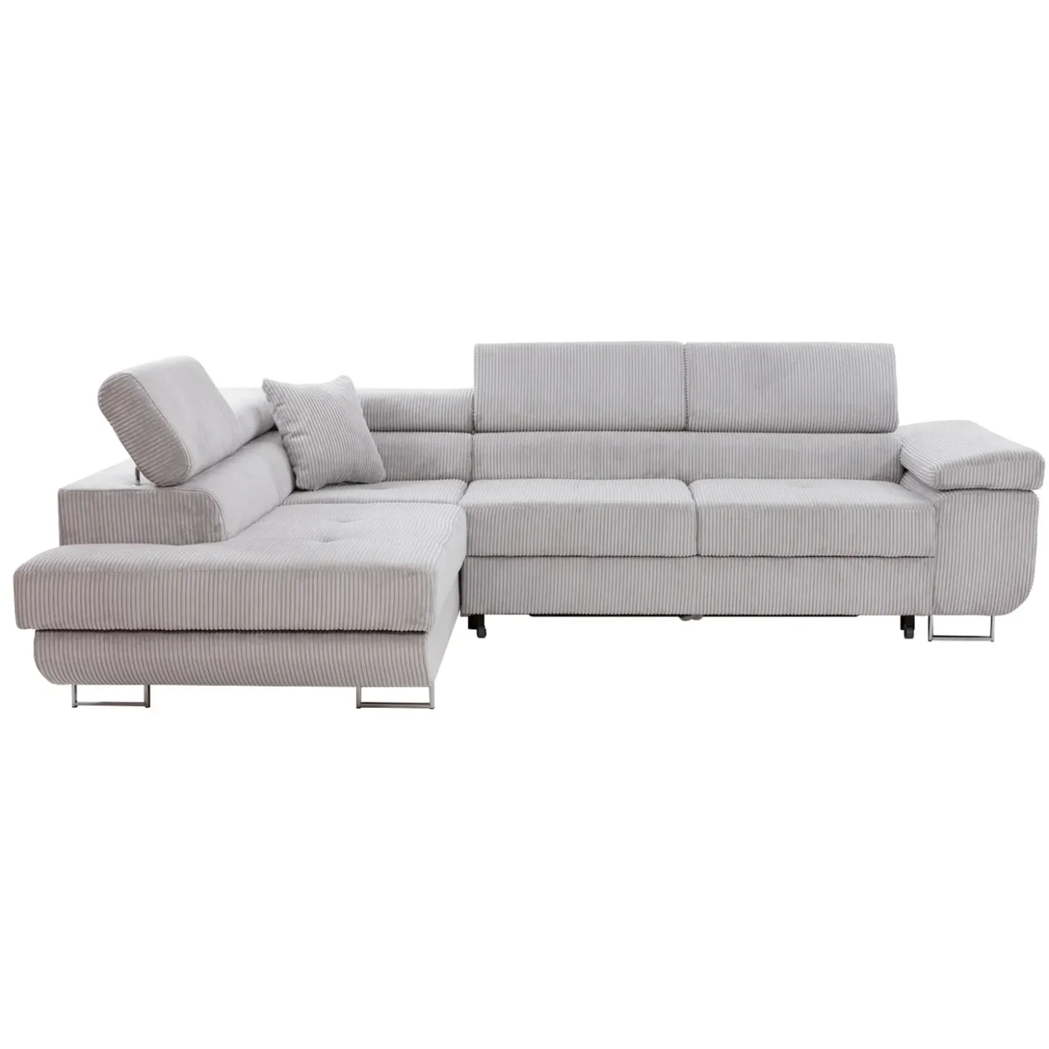 Garnero Arredamenti Divano letto angolare sinistra imbottito 274x203cm velluto a coste grigio Bormio Velluto Poso Grigio Best