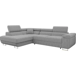 Garnero Arredamenti Divano letto angolare sinistra imbottito 274x203cm velluto a coste grigio Bormio Velluto Poso Grigio Best