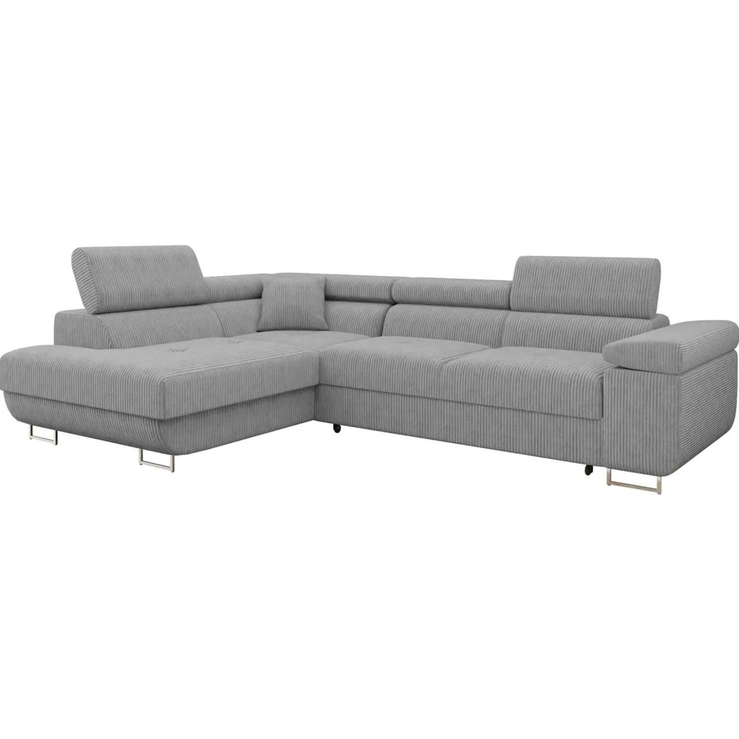 Garnero Arredamenti Divano letto angolare sinistra imbottito 274x203cm velluto a coste grigio Bormio Velluto Poso Grigio Best