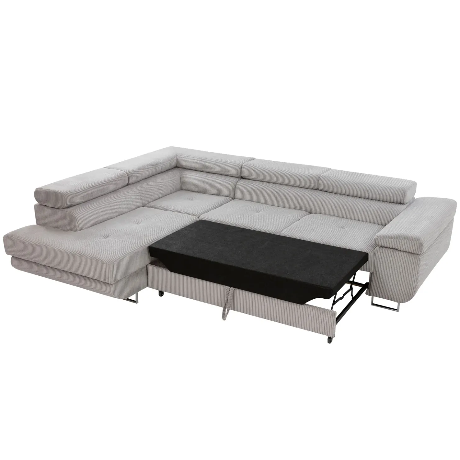 Garnero Arredamenti Divano letto angolare sinistra imbottito 274x203cm velluto a coste grigio Bormio Velluto Poso Grigio Best