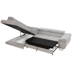 Garnero Arredamenti Divano letto angolare sinistra imbottito 274x203cm velluto a coste grigio Bormio Velluto Poso Grigio Best