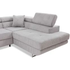 Garnero Arredamenti Divano letto angolare sinistra imbottito 274x203cm velluto a coste grigio Bormio Velluto Poso Grigio Best