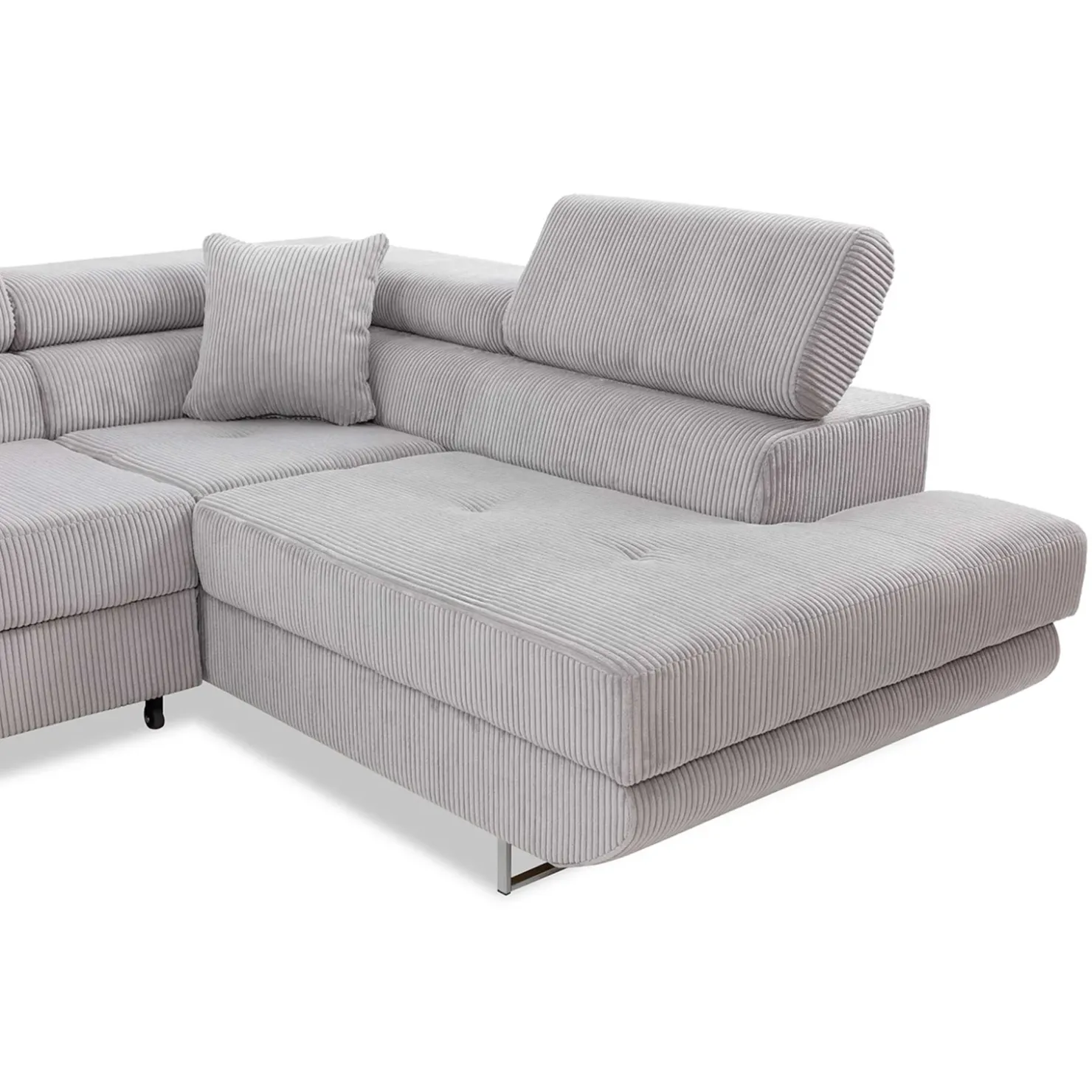 Garnero Arredamenti Divano letto angolare sinistra imbottito 274x203cm velluto a coste grigio Bormio Velluto Poso Grigio Best