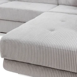 Garnero Arredamenti Divano letto angolare sinistra imbottito 274x203cm velluto a coste grigio Bormio Velluto Poso Grigio Best