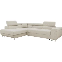 Garnero Arredamenti Divano letto angolare sinistra 4 posti 274x203cm imbottito a coste beige Bormio Velluto a Coste Poso Beige Online