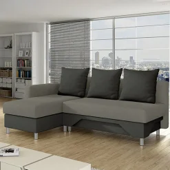 Garnero Arredamenti Divano letto angolare sinistra 3 posti 215cm grigio scuro e chiaro Aureliano Online