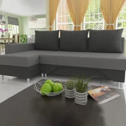 Garnero Arredamenti Divano letto angolare sinistra 3 posti 215cm grigio scuro e chiaro Aureliano Online