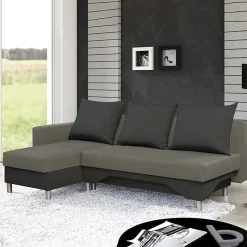 Garnero Arredamenti Divano letto angolare sinistra 3 posti 215cm grigio scuro e chiaro Aureliano Online