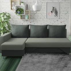 Garnero Arredamenti Divano letto angolare sinistra 3 posti 215cm grigio scuro e chiaro Aureliano Online