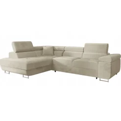 Garnero Arredamenti Divano letto angolare sinistra imbottito 274x203cm beige Bormio Tessuto Vellutato Manila Beige Best
