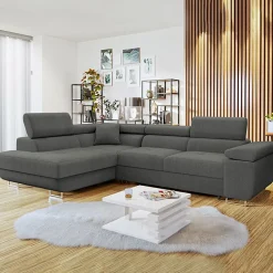 Garnero Arredamenti Divano letto angolare sinistra imbottito 274x203cm grigio Bormio