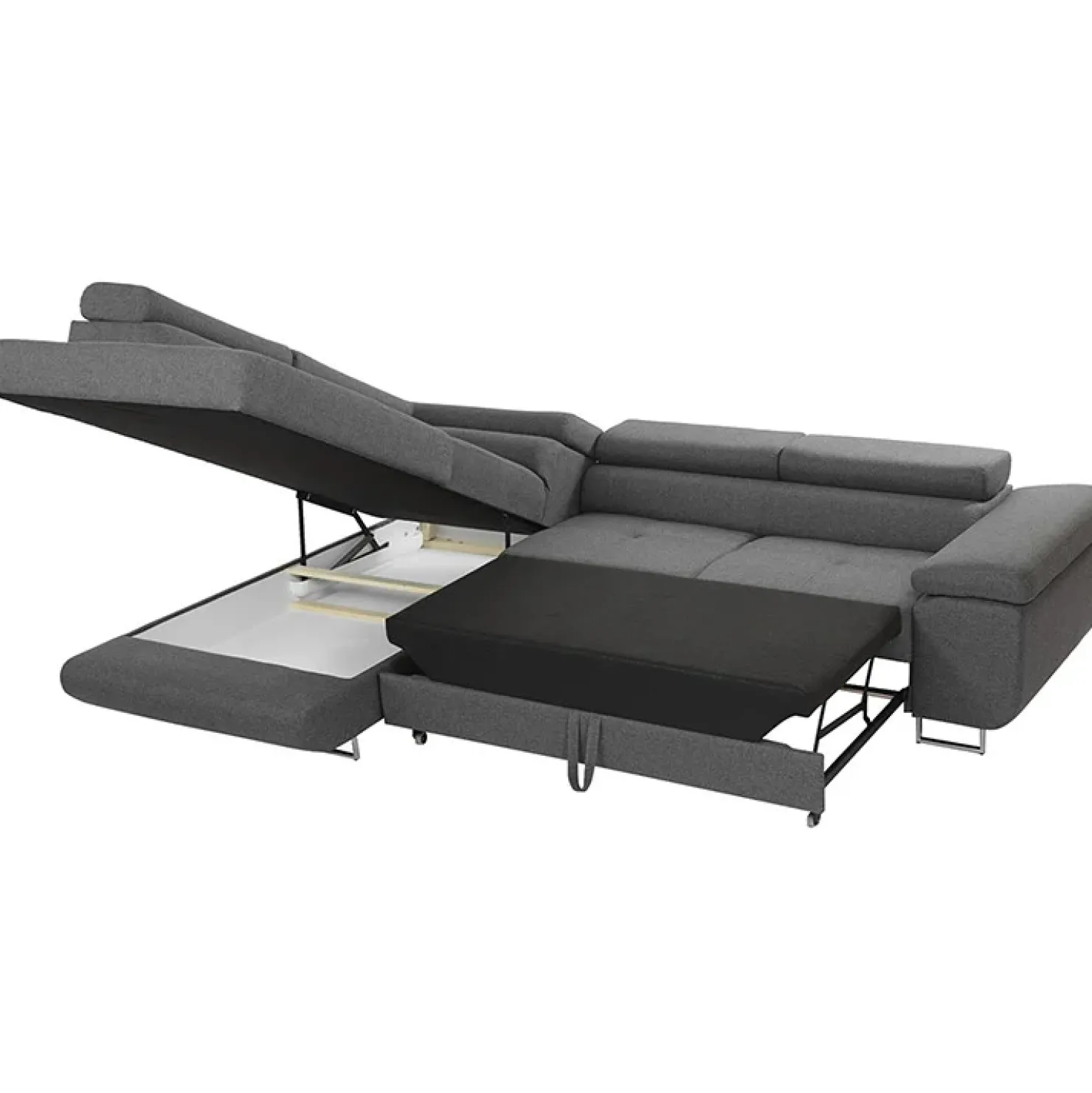 Garnero Arredamenti Divano letto angolare sinistra imbottito 274x203cm grigio Bormio