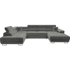 Garnero Arredamenti Divano letto angolare sinistra 5 posti 346x203cm con box contenitore velluto grigio Moirea Tessuto Vellutato Manila Grigio Hot